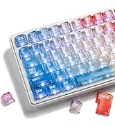 Hkfos XVX Colorful Clear Keycaps, Transparent Keyboard Keycaps 60 75 100 Percent, 119 Keys Afterg...