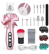 PELCAS Electric Nail File, 10 Speeds Cordless Nail Drill Kit with LED Light, Professional Nail Gr...