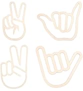 WADORN 4Pcs Hand Gesture Wooden Wall Sign, Nature Wood Loose Surf Gesture Hawaii Wall Art Decor H...