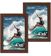 FIXSMITH 4x6 Picture Frame Set of 2, Photo Frame 4x6 with HD Plexiglass, Brown Picture Frames Col...