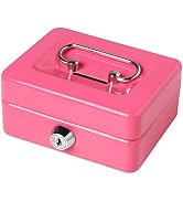 Small Cash Box with Lock and Slot, Decaller Locking Money Box, Metal Coin Piggy Bank for Adults a...