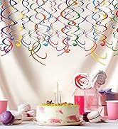 HonuGoGo 48-Piece Multi-Color Paper Swirl Decorations – Hanging Party Swirls for Birthday, Baby S...