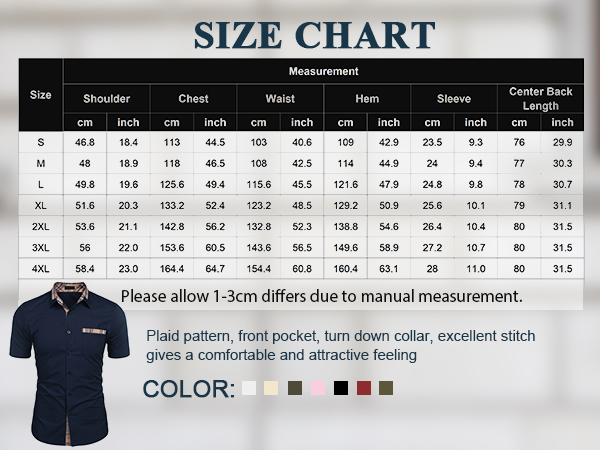 COOFANDY Men's Casual Short Sleeve Dress Shirt Plaid Collar Cotton Button Down Shirt
