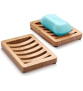 AmazerBath Soap Holder, Bamboo Soap Dish, Wooden Soap Holder Soap Dish, 2 Pack Bamboo Soap Holder...