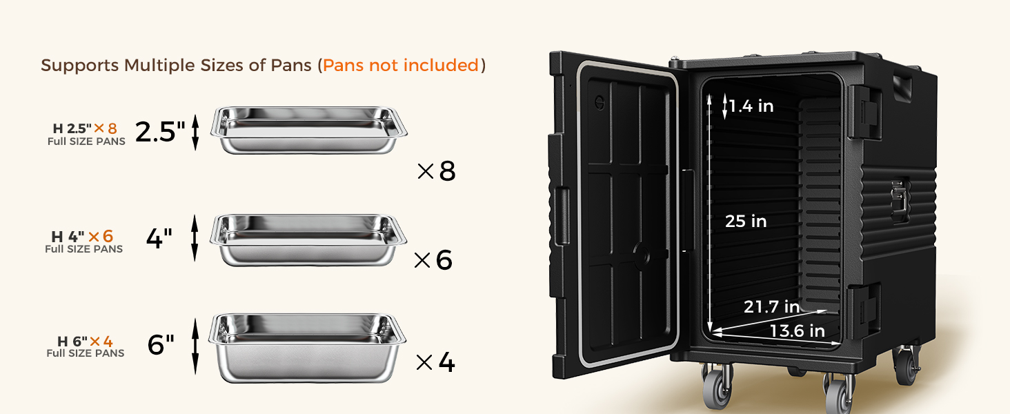 NT126-127Qt insulated food carrier with swivel casters
