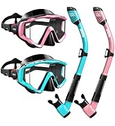 Aegend Snorkeling Gear for Adult Men Women: Diving Mask with Dry Snorkel Set - Anti Fog Panoramic...
