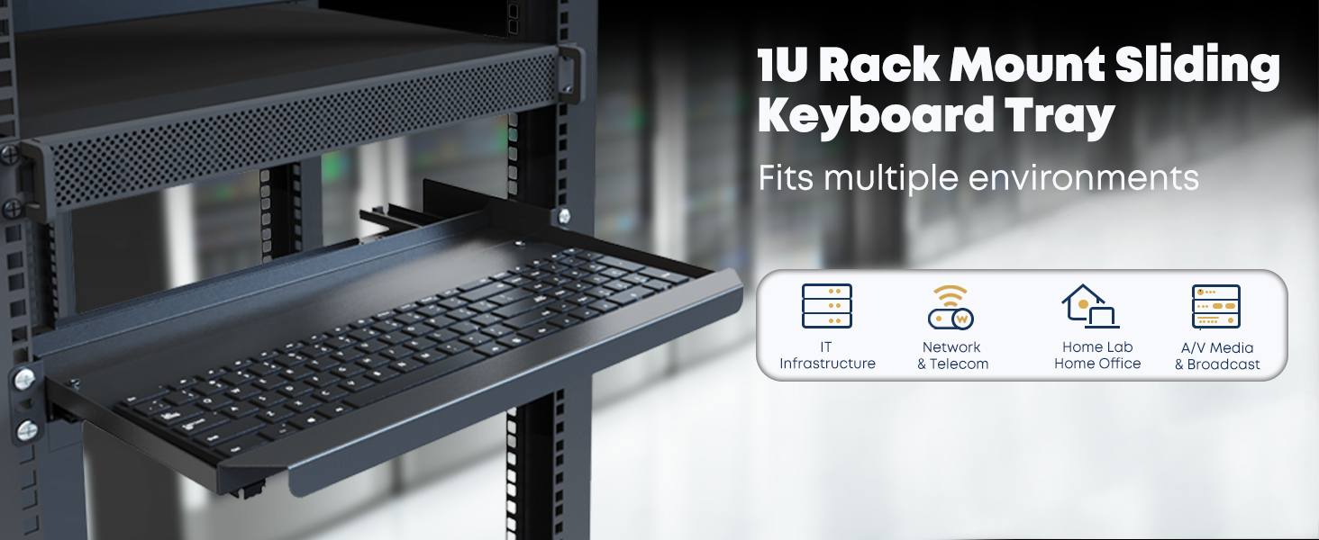 1U Rack Mount Sliding Keyboard Tray