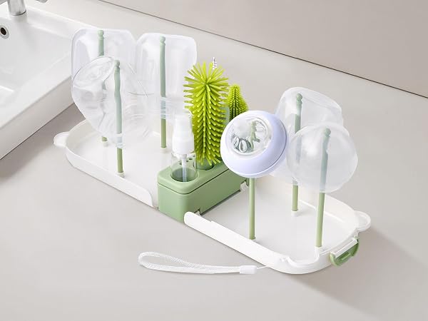 Portable Baby Bottle Brush Set, 7-in-1 Travel Baby Bottle Cleaning Kit, Portable Bottle WSilicone