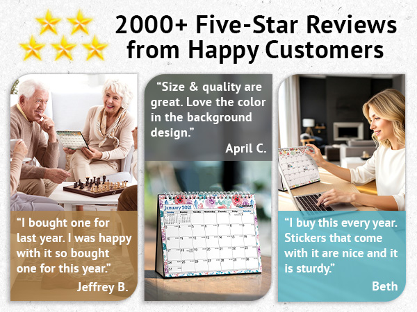 8x6 Desk Calendar - - 5 star reviews