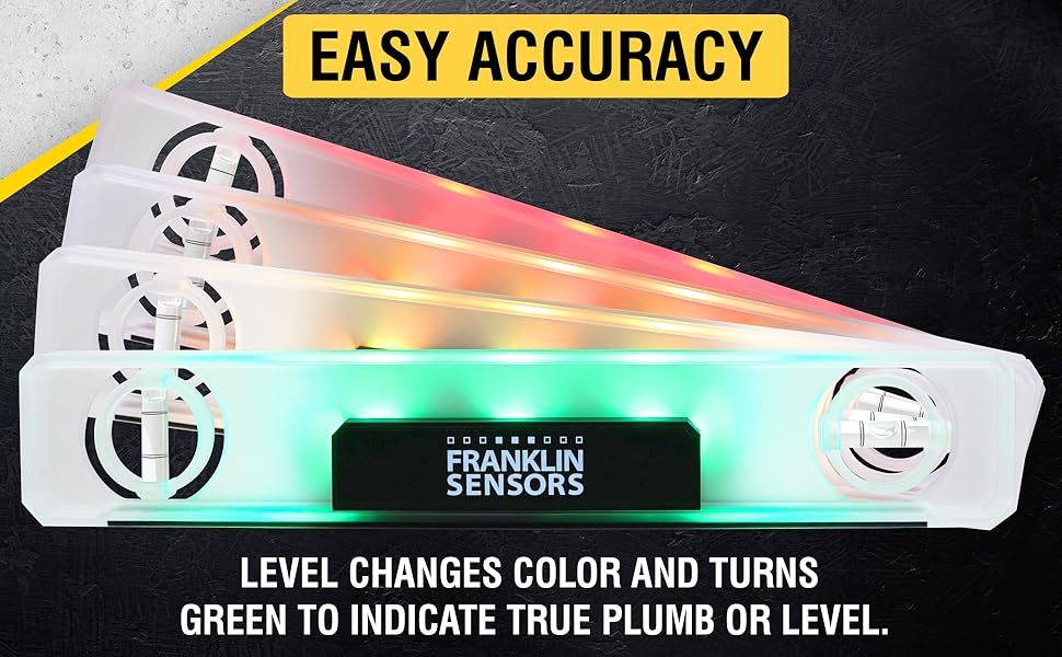 A digital torpedo level changing color and turning green.