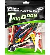 THIODOON Golf Tees Professional Natural Wood Golf Tees Pack of 100, Golfing Tees Multiple Colors ...
