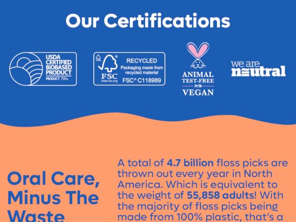 green dental care products, vegan floss, plant-based dental care, recyclable oral picks, earth-safe