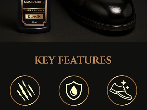 Eagle Liquid Shoe Polish Instant Shine – Quick-Dry Polish with Built-In Sponge Applicator & 2 Wipes