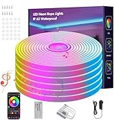 NBBUFF 100FT Led Neon Rope Lights Music Sync, RGB Led Strip Lights Outdoor, Neon Led Light Strip ...