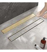 EBYTE Gold Linear Shower Drain 24 Inch - SUS 304 Stainless Steel Shower Drain, Brushed Gold Linea...
