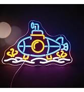 Submarine Neon Sign for Wall Decor - 16.5" x 10.7" LED Underwater Sub Light, USB Powered RGB Colo...