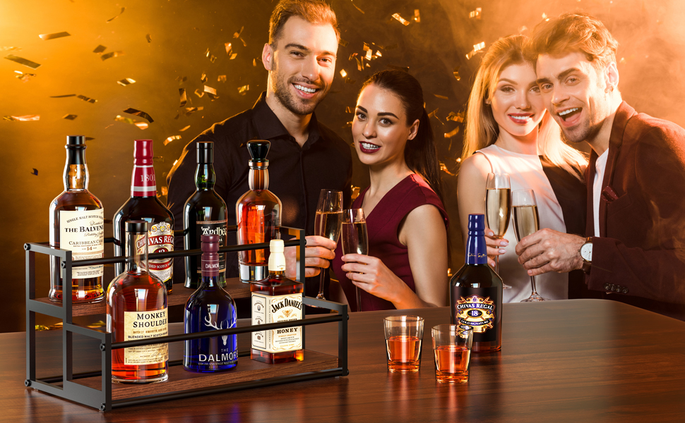 neatly organize and display liquor in an efficient and stylish way