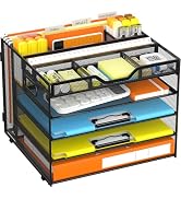 Docnest 5 Tier Letter Tray with Hanging File Organizer-Mesh Desk Organizer-Desktop Storage Box Bu...