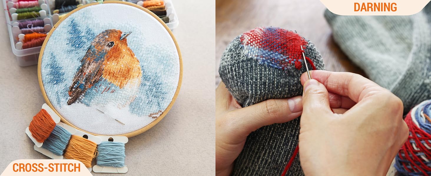 Processes with large eye sharp needles - cross-stitch and darning