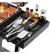 Silicone Grill Mat for Blackstone - BBQ Griddle Tools Side Mat with Drip Pad, Griddle Tools Mat f...