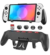 Switch Grip with Upgraded Adjustable Stand, Compatible with Nintendo Switch & OLED, OIVO Asymmetr...