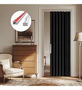 AJAZZ 100% Blackout Sliding Door Curtains for Doorways, Accordion Doors for Doorway, Magnetic Doo...
