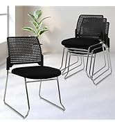 CLATINA Stacking Chair Set of 4, Office Waiting Reception Stackable Armless Chairs with Padded Se...