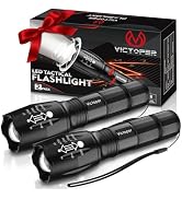 Victoper LED Flashlight 2 Pack, Bright Tactical Torch High Lumens with 5 Modes, Waterproof Zoomab...