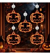 LOLStar 5 Pack Halloween Pumpkin Window Lights, Battery-Powered | Halloween Decorations with Suct...