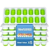 Ice Cube Tray 5 Pack Ice Cube Tray with Lid Stackable Ice Cube Trays for Freezer Easy-Release 70P...