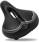 Bikeroo Extra Wide Replacement Saddle - Fits Indoor & Outdoor Bicycles - Steel Spring & Elastomer...