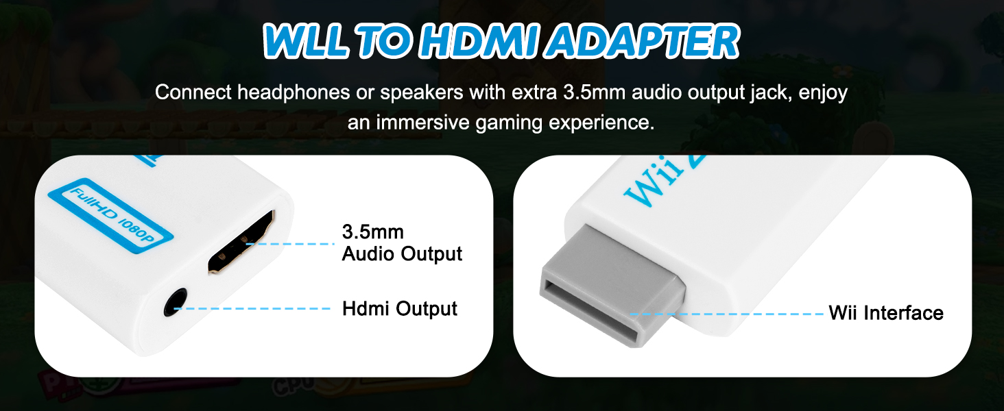 Wii to HDMI Adapter with 5FT HDMI Cable