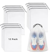 12 PCS Clear Shoe Bags for Travel, 11.8" x 15.7" Travel Shoe Bags for Storage and Packing, Waterp...