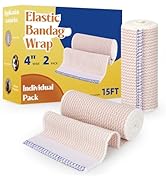ZJCCTO 2 Pack Elastic Bandage Wrap | 4" Medical Bandage Wrap with Hook-and-Loop Fasteners on Both...