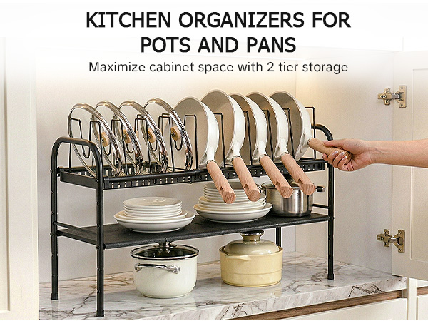 2-Tier Pots and Pans Lid Storage Rack