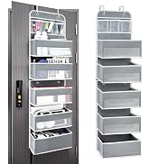 Over The Door Organizer Storage, 6 Shelf of Reinforcement Anti-Tilt Can Bear 44lb Bathroom Organi...