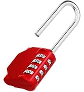 ZHEGE 2.6 Inch Long Shackle Combination Lock, 4 Digit Resettable Weatherproof Padlock for School,...
