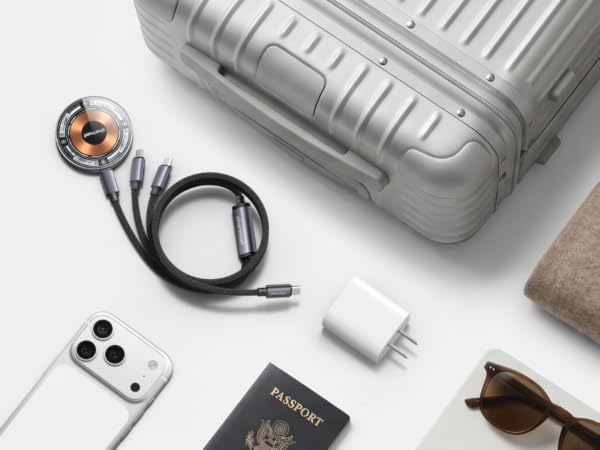 5-in-1 Charger Cable and Magnetic Wireless Charger-Travel Essential