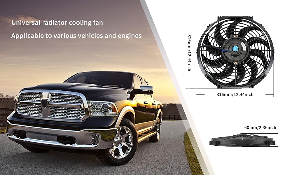 Universal Slim Fan Push Pull Electric Radiator 12V 80W High Performance Cooling Fan Mount Kit