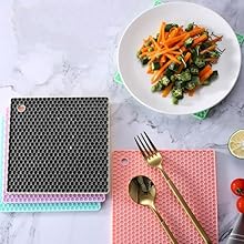 Silicone Trivet Mats Premium Heat Resistant Pot Holders,Trivets for Hot Dishes - Thick Hot Pads