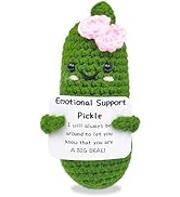 SIMXEHAY Emotional Encouraging Pickle,Funny Pickle with Support Card,Cute Knitted Crochet Dolls S...