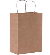 FACEBAG 50-Pack Brown Paper Bags with Handles Bulk, 8x4.25x10.5 Inches,Medium-sized Gift Bags wit...