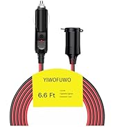 YIWOFUWO 6.6FT Heavy Duty 16AWG 12V Car Cigarette Lighter Extension Cord, Male-to-Female, Black R...