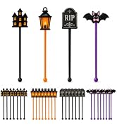 36 Pack Halloween Cocktail Stirrers, 7.1in Swizzle Sticks, 4 Spooky Designs | Reusable Drink Stir...