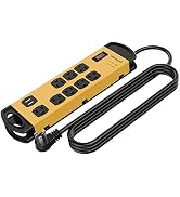 Oviitech 8 Outlets Mountable Heavy Duty Surge Protector Metal Power Strip with 2 USB Charging Por...
