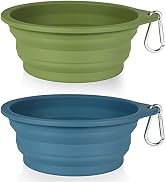 SLSON 2Pack Collapsible Dog Bowl,Integrated Molding Travel Bowl No Plastic Rim Pet Feeding Bowls ...