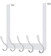WEBI Over The Door Hook 5 Coat Hooks,Over The Door Towel Rack,Door Hanger Over Door Coat Rack for...