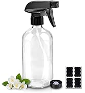 Worldgsb Glass Spray Bottles, 16oz Refillable Containers, Empty Boston Round Bottles with Labels ...