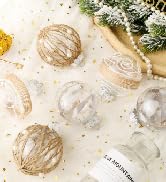 XmasExp Christmas Ball Ornaments Set-70mm/2.76" Beige Large Shatterproof Pastic Farmhouse Xmas Tr...