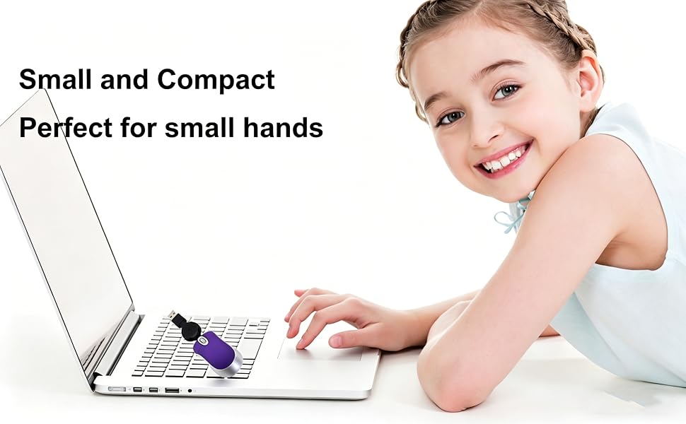 Mini Small Travel Optical Mouse Portable USB Wired Mouse with Retractable USB Cord Office